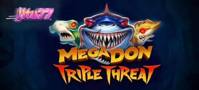 Tampilan visual slot Mega Don Triple Threat dengan tema predator laut